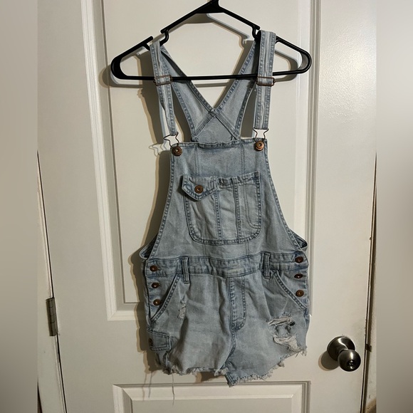 No Boundaries Pants - No Boundaries Light Blue Denim Overalls